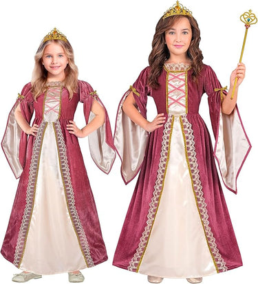 W WIDMANN MILANO Party Fashion - Disfraz infantil de princesa medieval, vestido con corona, reina, disfraz de cuento de hadas
